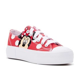 Disney’s Minnie Mouse Women’s Red and White Dotted Sneakers Size 10 NEW